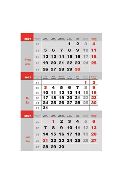 Generic Brand Calendar triptic 2027, 2 culori, 33x48 cm, cursor