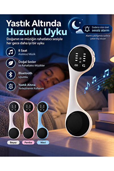 Clevora Bluetooth Yastık Altı Uyku Hoparlörü Sessiz Alarm Rahatlatıcı Doğal Sesler
