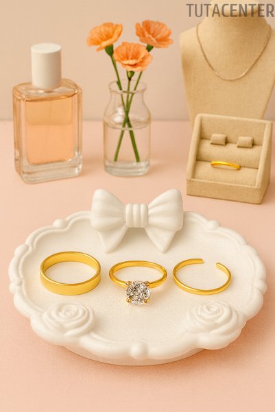 TUTACENTER Jewelry Organizer with Bow and Rose Design for Rings, Earrings, Ne...