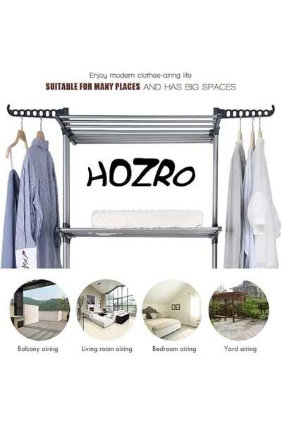HOZRO Uscător vertical pliabil, pentru rufe, îmbrăcăminte, încălțăminte, perfect pentru spații înguste, mobil, ergonomic, înălțime 170 cm, gri