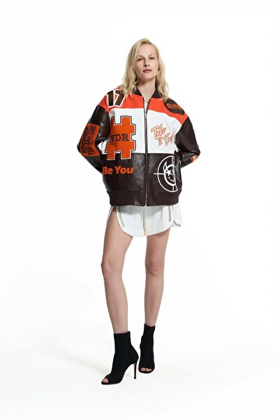#vdr viadellerose Brown Orange Patch Detailed Jacket 19217