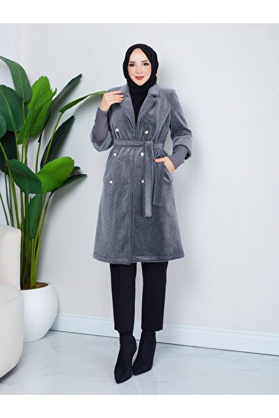 PAVENTİ Angora Ribbed Sleeve Classic Fox Gray
