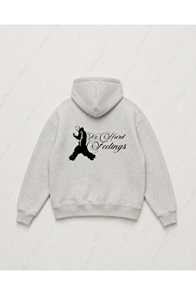 Gofeel Gray Feelings Detailed Oversize Unisex Sweatshirt