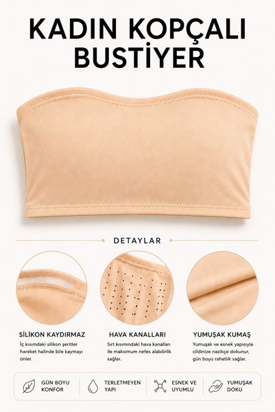 Weweus Strapless Non-Slip Silicone Bustier with Hooks