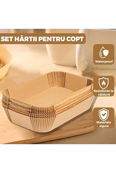 DOUUCO Hârtie de copt pentru AirFryer, DOUUCO, 100 bucăți, 20x14cm, Maro