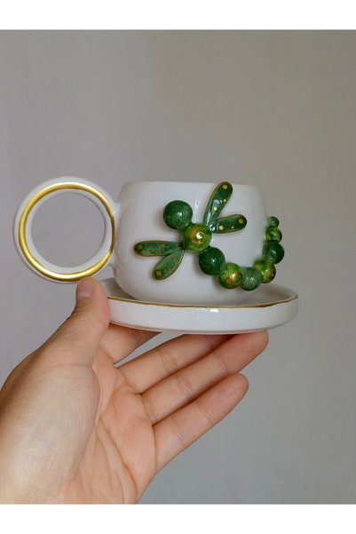KOTYORA Yusufçuk Gift Ceramic Handmade Double Coffee Cup