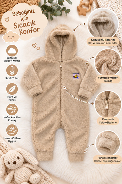 MİNNOŞŞ Camel Rengi Welsoft Bebe Tulum