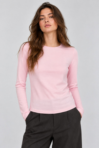 Nuevo Pink Long Sleeve Basic T-Shirt - Blouse -