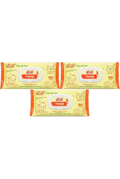 Fibril Wet Towel Wipes 90 Sheets Baby Plastic Cover (Set of 3) 270 Sheets
