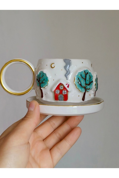 KOTYORA Married Gift Ceramic Handmade Double Coffee Cup