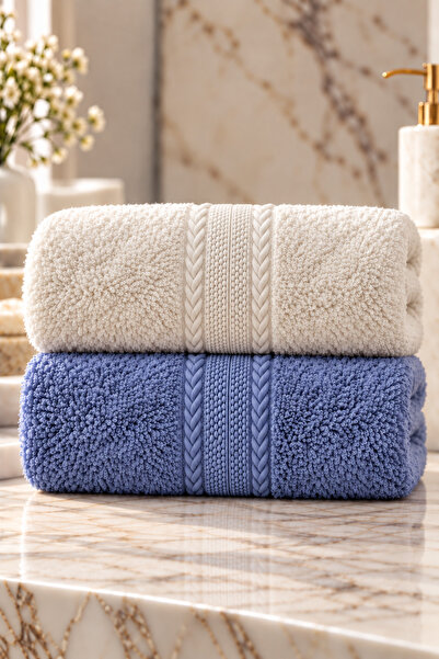 sternen glanz Puffy 2 Adet %100 Bambu Renkli Çavuş Desenli Ultura Yumuşak 50x...
