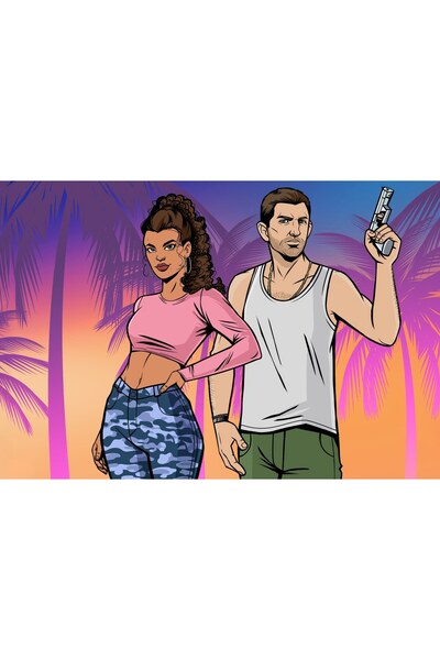 OEM Постер Gta 6 Лучия и Джейсън 2026, 61x90 см, poster8568