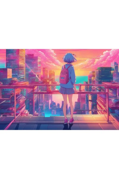 OEM Αφίσα Vaporwave Anime Girl 4k, 61x90 εκ., poster8538