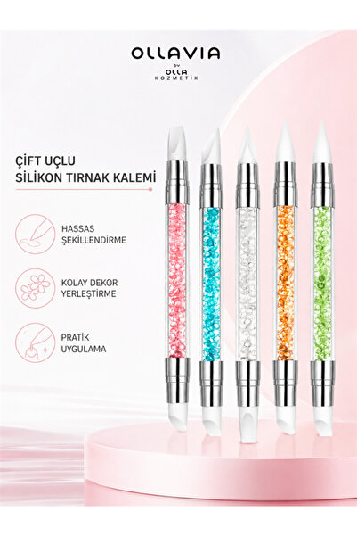 5'li Nail Art Silikon Tırnak Fırça Seti – Hamur Jel, Protez Tırnak ve 3D Tırnak Süsleme