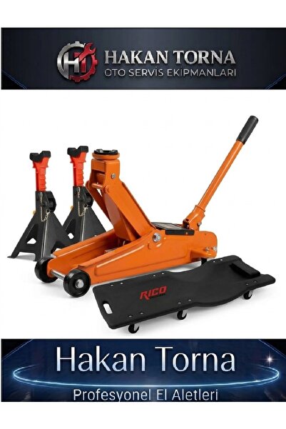 Rico 2 Ton Kriko + Araç Altı Yatma Tahtası + Besleme Sehpası Seti