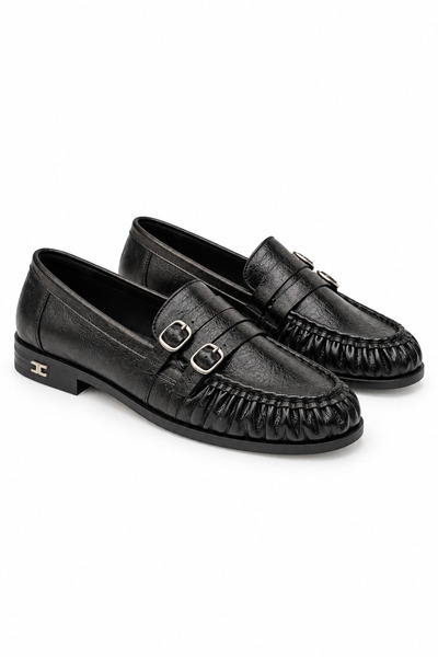 akerler Women's Black Daily Soft Leather Loafer Pm90