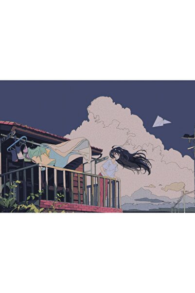 OEM Poster Fată Anime, Balcon, Momente din Rutina Zilnică, 61x90 cm, poster7433