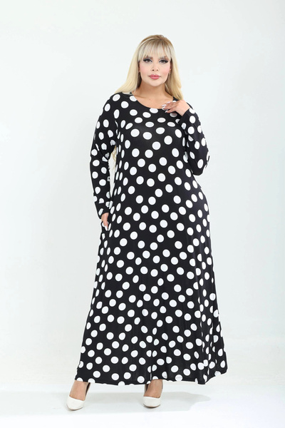 ModaSehle Plus Size Full Length Pocketed A-Line Knitted Lycra Viscose Dress