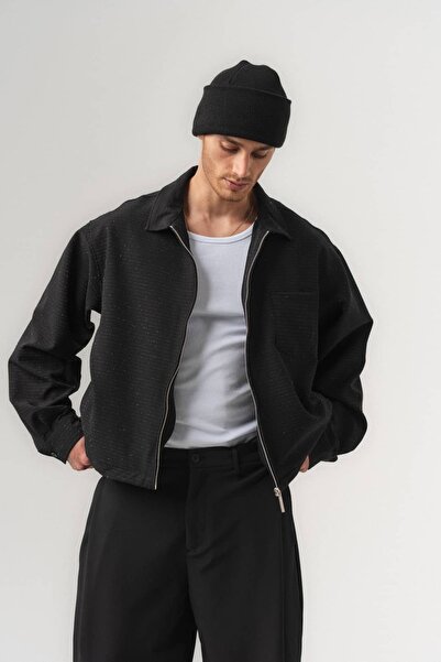 go gang own Glintzip Men's Jacket with Sequin Detail and Zipper Chest Pocket