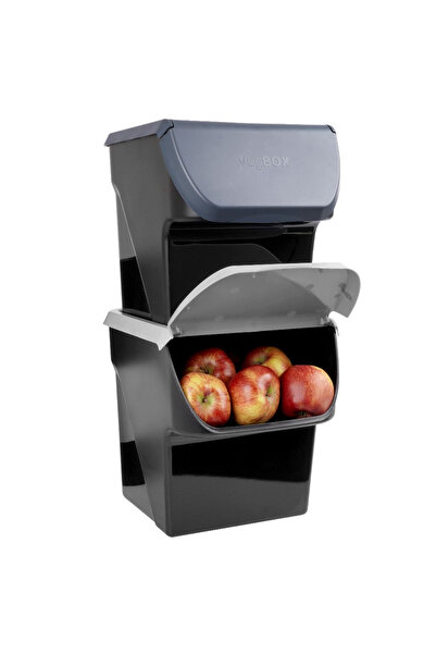 Vilde Set 2 Recipiente Legume/Fructe, 34x26x27.5 cm, Capac Clapeta, Stivuibil...