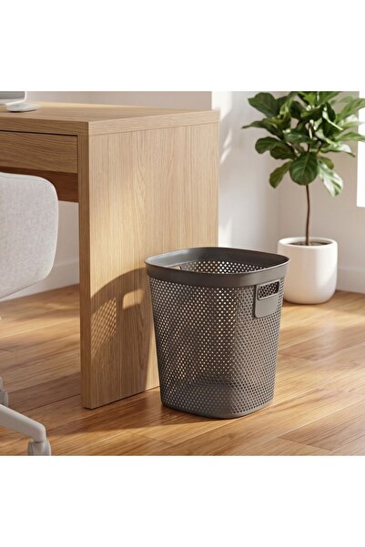 Koopman Trash bin 12.5L, made from recycled plastic, perforated model, grey