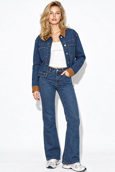 VENA Kadın İspanyol Paça Dark Blue Jean Pantolon-Dark Blue