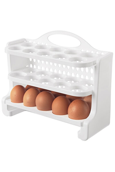 Orion Container 30 Oua, 28x10x22.5 cm, 3 Niveluri, Plastiv Alb