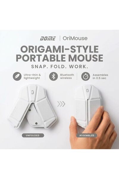 DOME OriMouse – ماوس لاسلكي قابل للطي بتقنية البلوتوث، ماوس أوريغامي محمول فائق النحافة للابتوب والسفر