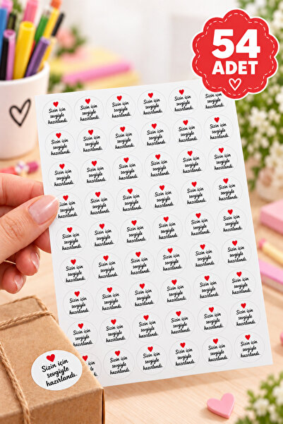 Sizin için sevgiyle hazırlandı / Paketlemeye özel 54 adet sticker,