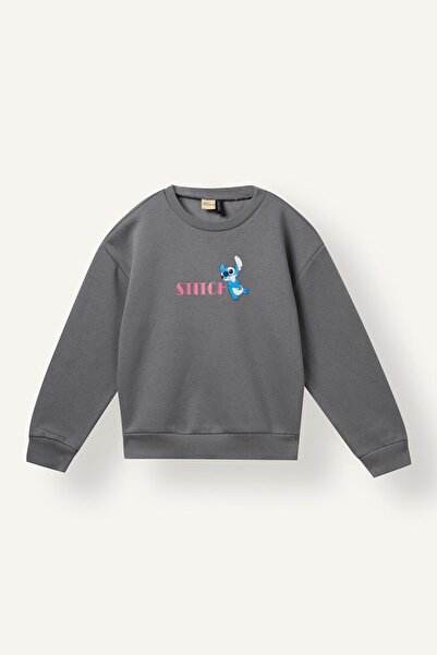 DeFacto Disney Lilo & Stitch Relax Fit Crew Neck Soft Fleece Thick Sweatshirt...