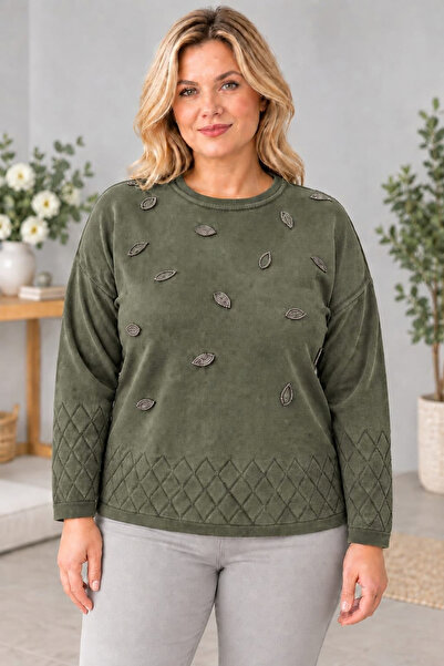 CEDY DENIM Women's Water Drop Stone Embroidered Crew Neck Comfortable Fit Kni...