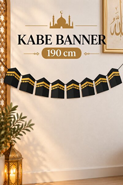 Huzur Party Store Kabe Banner 190 cm 8'li İpli Ramazan Bayramı Süsü Hac Umre ...