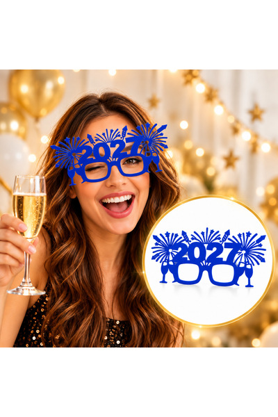 PİYATECH 2027 New Year Glasses – New Year Party and Celebration Accessory - Blue