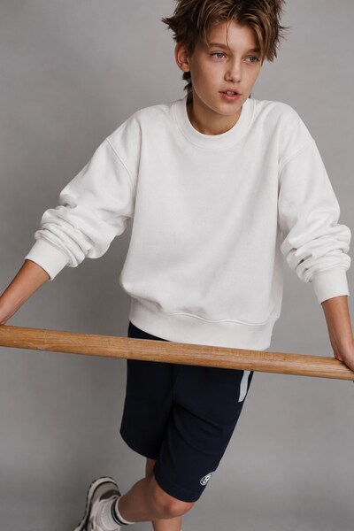 The Champ Clothing Erkek Çocuk Oversize Sweatshirt Basic Beyaz – Bisiklet yak...