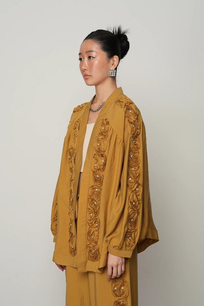 RAFF MAĞAZA Women's Oversize Kimono with Rose Detail