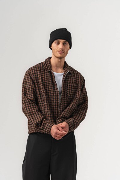 go gang own Houndutility Houndstooth Patterned Men's Jacket with Chest Pocket...