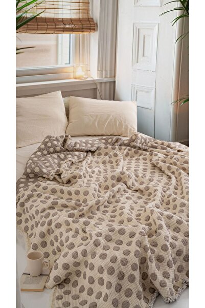 MYLASA HOME Polka Dot Patterned Padded Muslin Quilt Single Size 160X220 cm 10...