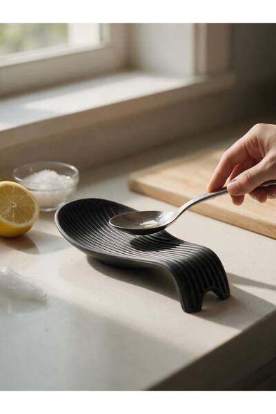 SİHOME Silikon Kaşıklık – Mutfak Kaşık Tutucu - Antrasit Rengi - 23x10 cm