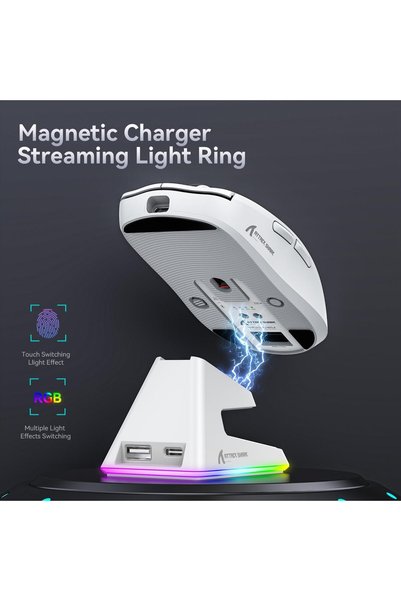 Attack Shark X6 Wireless Gaming Mouse 49g Super Light, PAW3395 Sensor 26000 DPI, Tri-Mode 2.4G Bluetooth USB-C, Magnetic Charging Dock, 200H Battery