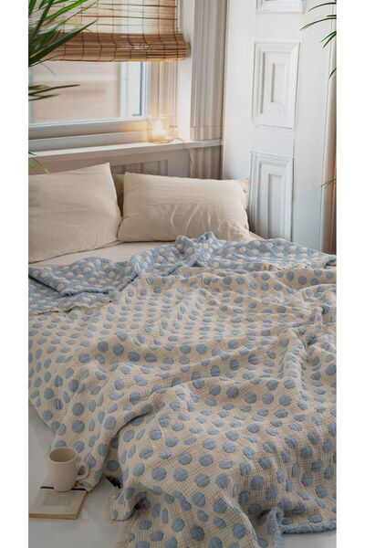 MYLASA HOME Polka Dot Patterned Padded Muslin Quilt Single Size 160X220 cm 10...