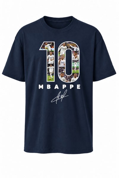 Elvellon AWE Mbappe Madrid 10 Numara Kolaj ve İmza Baskılı Futbol Tişört, Tüm...