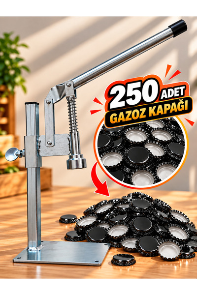 Morpanya Gazzel Şişe Kapatma Aleti Gazoz Soda Şişesi Taç Kapak Makinası + 250...