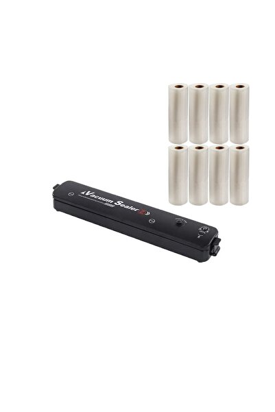 NEXTLY Set aparat de vidat cu 8 role pungi, 500x28cm, negru, pentru carne si ...