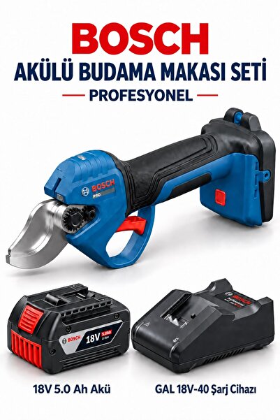 Bosch Profesyonel Akülü Budama Makası Seti Budam Makası Dal Budama Güçlü Çene...