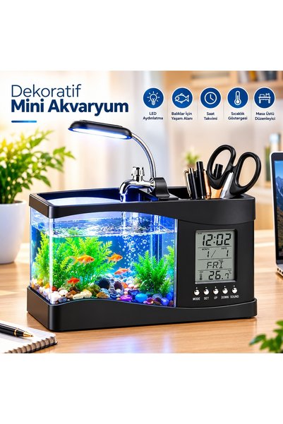 HPYTECH Çok Fonksiyonlu Akvaryum Dekoru LED Işıklı Balık Akvaryumu Süsleme ve...