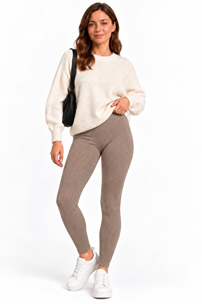 westicgiyim Women's Winter Ribbed Leggings High Waist Stretchy Casual Long Le...