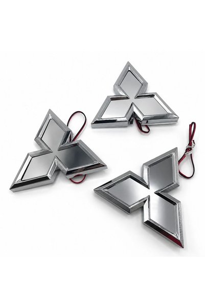 idealaksesuar Mitsubishi 3D Işıklı Logo Arma Beyaz 7.6/8.7 Cm Led Logo Arma Mitsubishi Illuminated Vehicle Logo