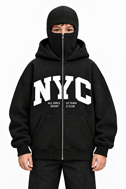 HAI COLLECTİON Çocuk 3 İplik Yazı Baskılı Fermuarlı Hoodie – Kapüşonlu Cepli ...