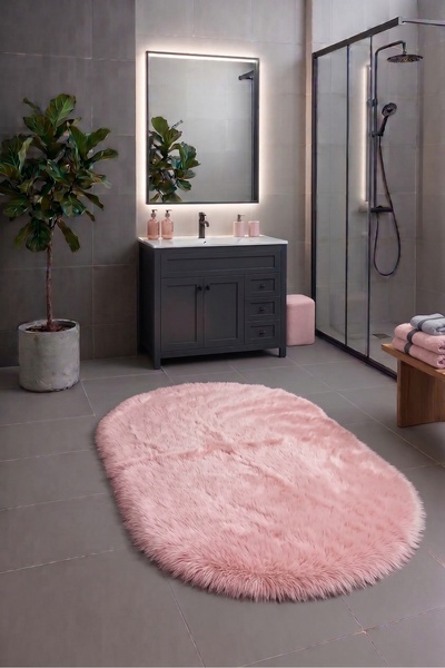 SOFT DECOR 1'Li Peluş Banyo paspası Halısı Su emici Klozet takımı Yıkanabilir...