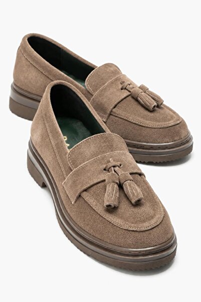 babiva Genuine Leather Tassel Detailed Orthopedic Sole Women's Loafer Brown B...